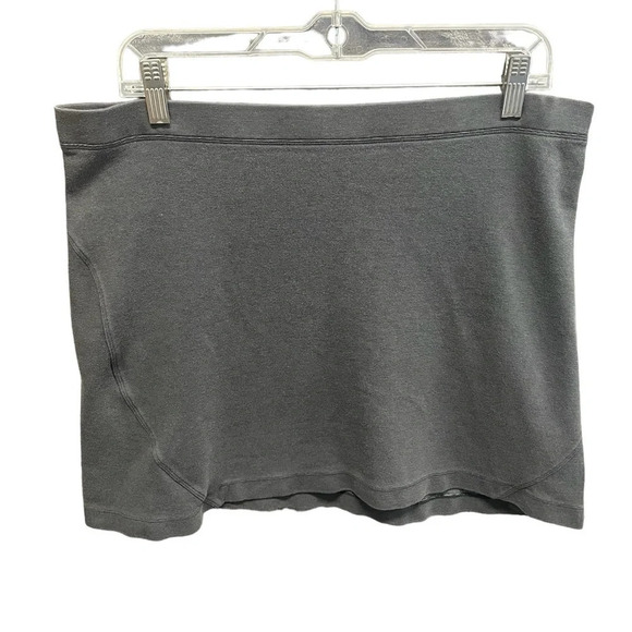 Horny Toad gray mini skirt stretch knit tencel blend women’s large - Picture 1 of 8